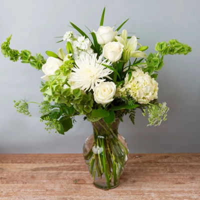 Sympathy Vase Arrangement - Cabbage Rose
